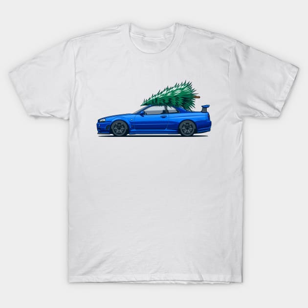 R34 GTR Skyline Xmas T-Shirt by Markaryan